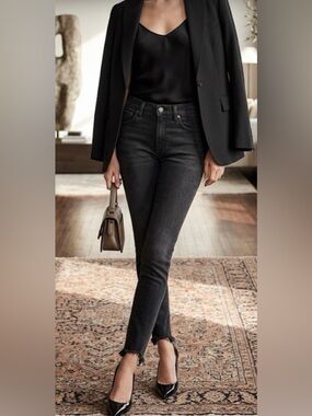 rag & bone Black Washed Skinny Low-Rise Jeans